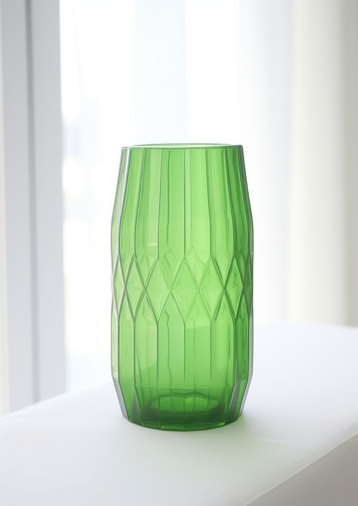 Budget green glass retro vase jar refreshment drinkware.