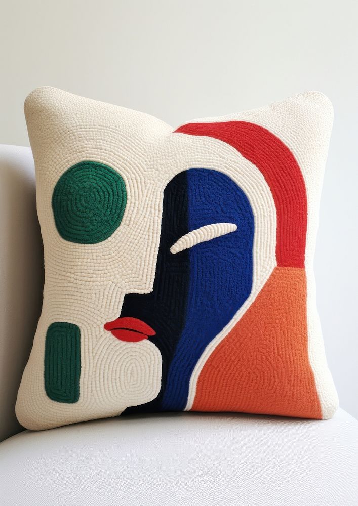 Hand tufted punch needle pillow cushion representation creativity.