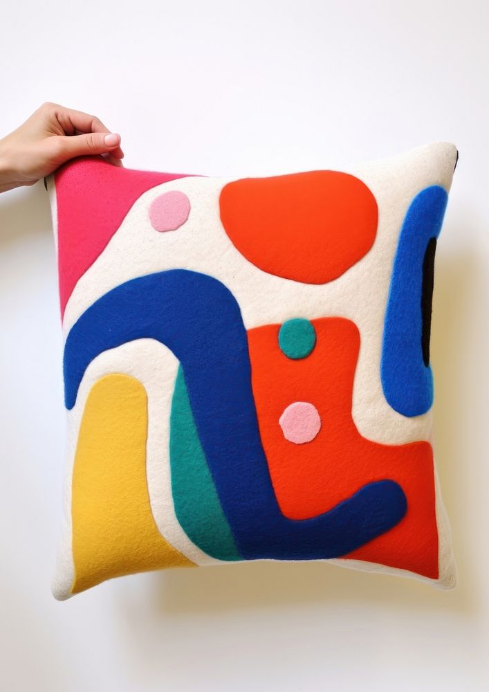 Hand tufted punch needle pillow cushion creativity textile.