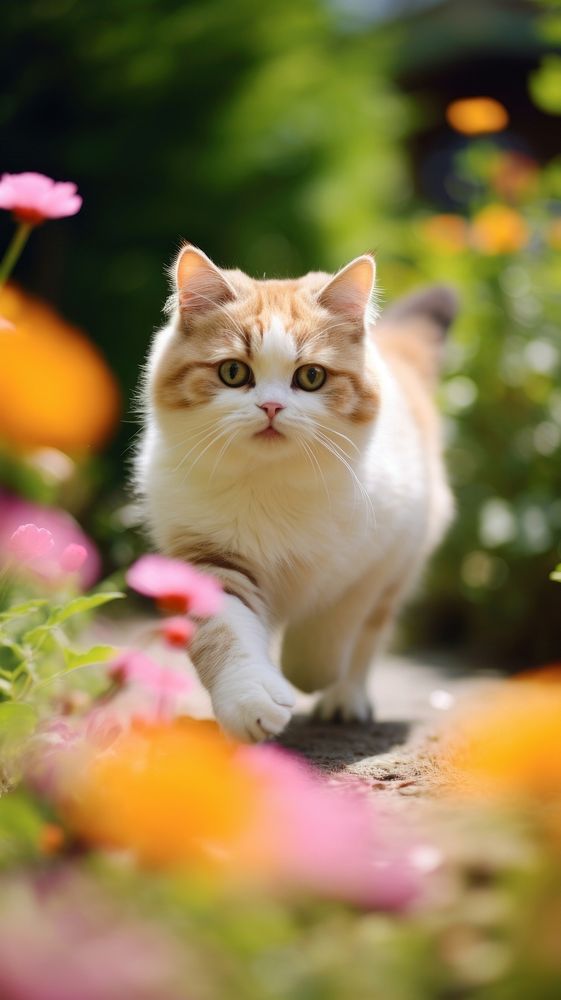  Flower animal mammal kitten. AI generated Image by rawpixel.