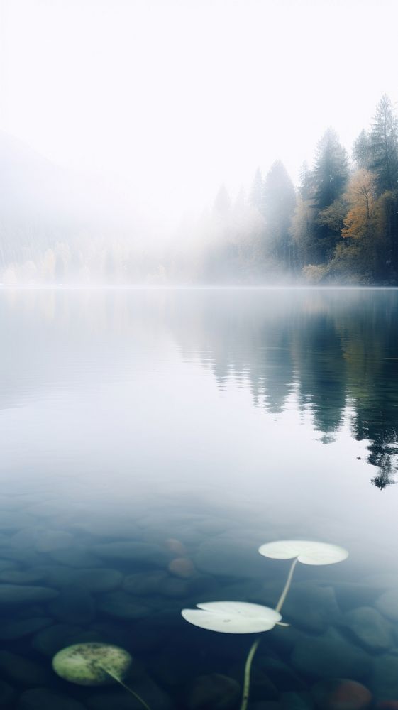  Nature lake outdoors plant fog. AI generated Image by rawpixel.