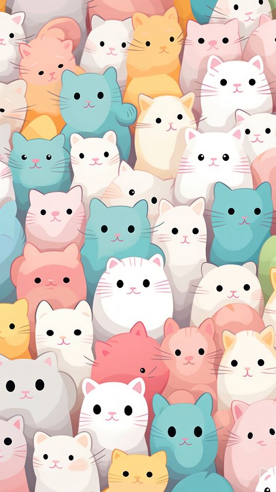 3d gouach texture of diversity cats backgrounds pattern animal.
