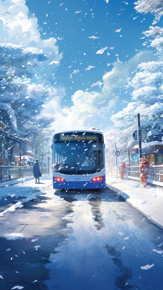  Travel bus driving through high level snow outdoors vehicle transportation. AI generated Image by rawpixel.