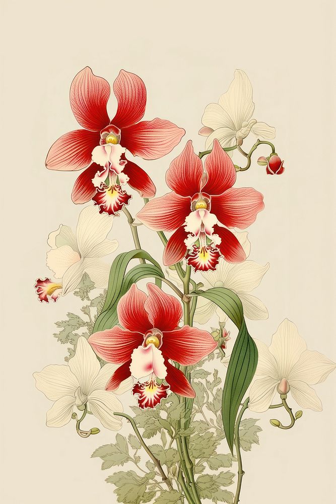An isolated orchid flower pattern plant. AI generated Image by rawpixel.
