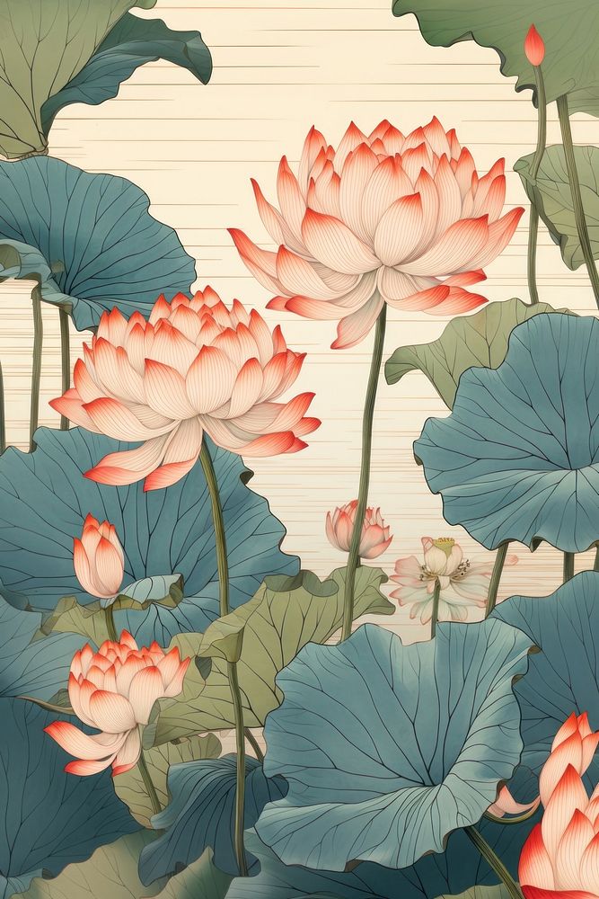 Isolated lotus flower art backgrounds. AI generated Image by rawpixel.