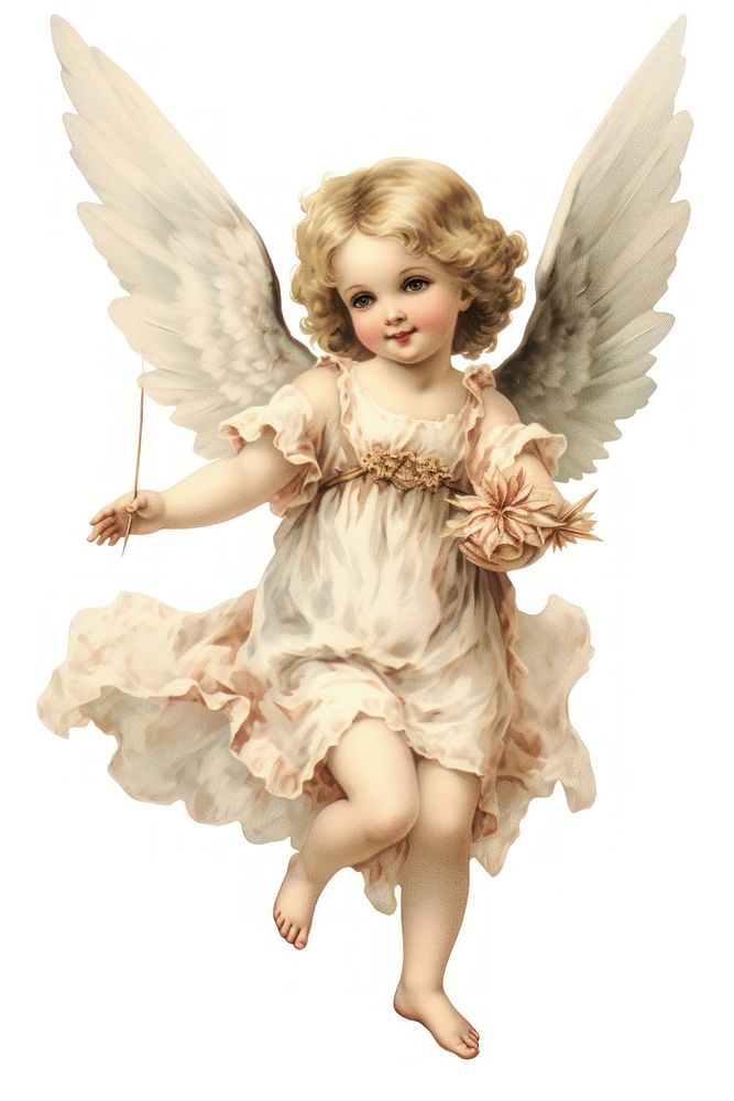 Vintage fairy cherub flying angel doll toy.