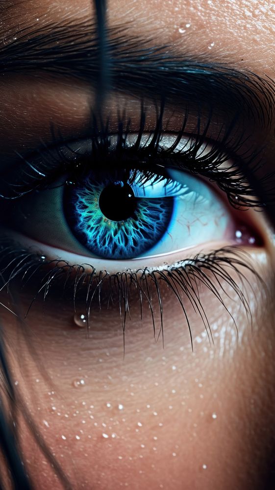  Skin blue eye blue eyes. AI generated Image by rawpixel.