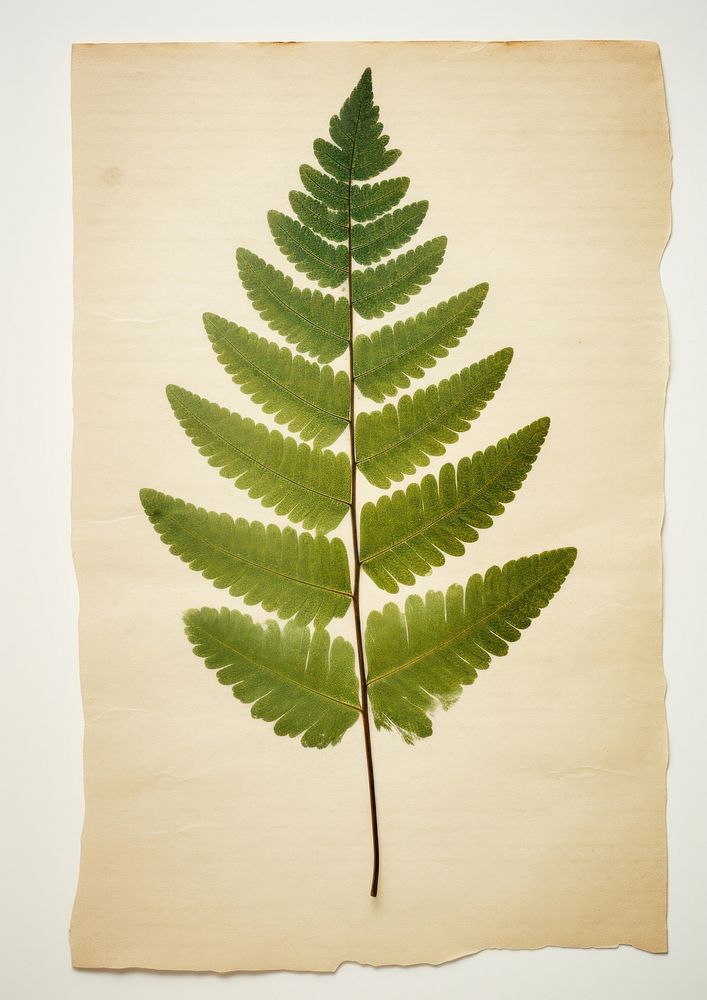 Real Pressed a minimal aesthetic green Polypodium leaf plant fern extinct.