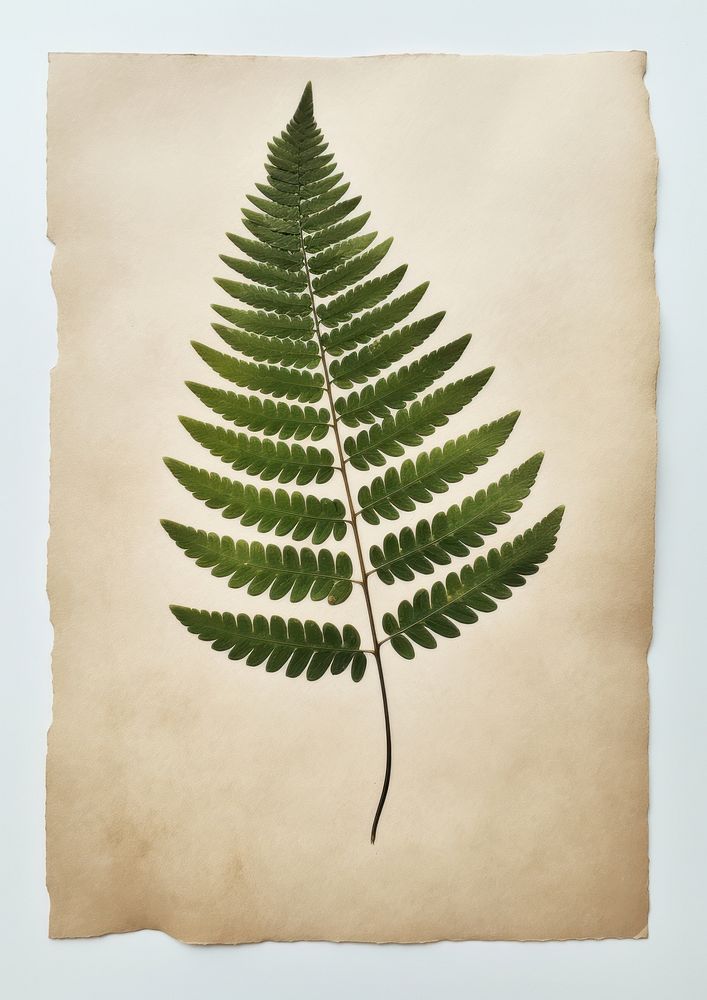 Real Pressed a minimal aesthetic green Polypodium leaf plant paper fern.