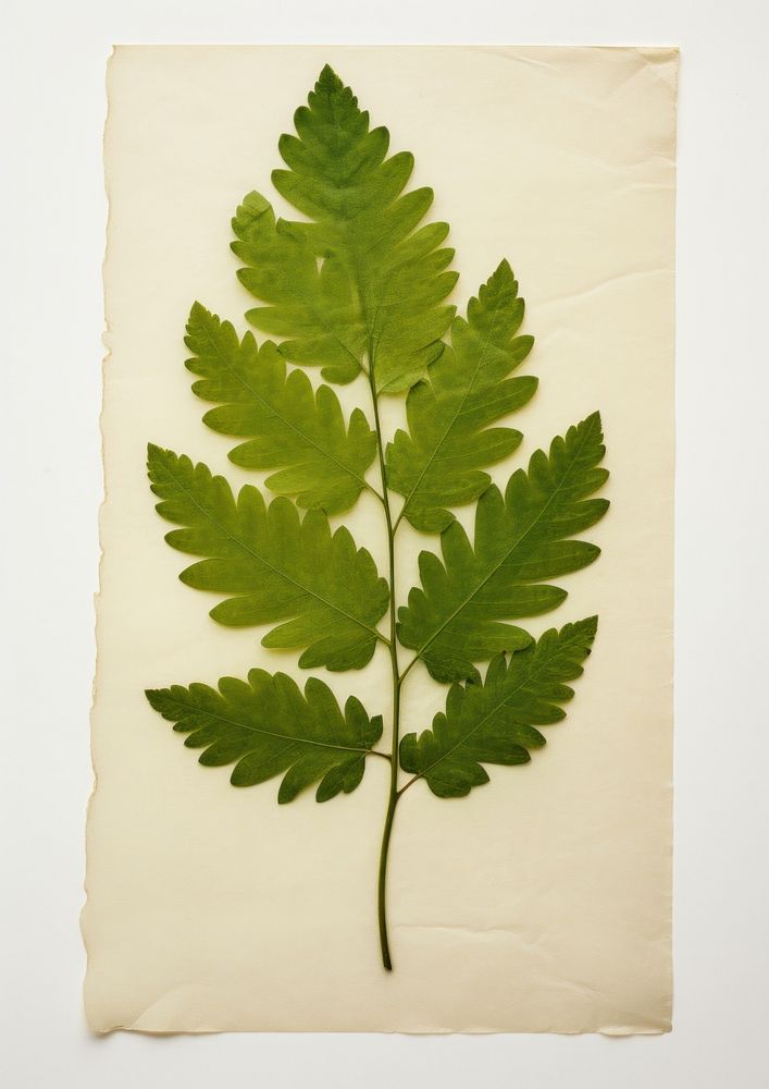 Real Pressed a minimal aesthetic green marigold leaf plant paper fern.