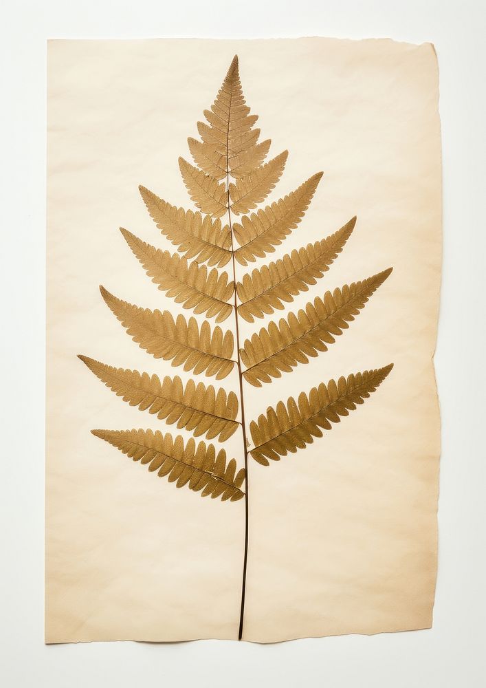 Real Pressed three minimal aesthetic pale Polypodium leaves leaf plant paper.