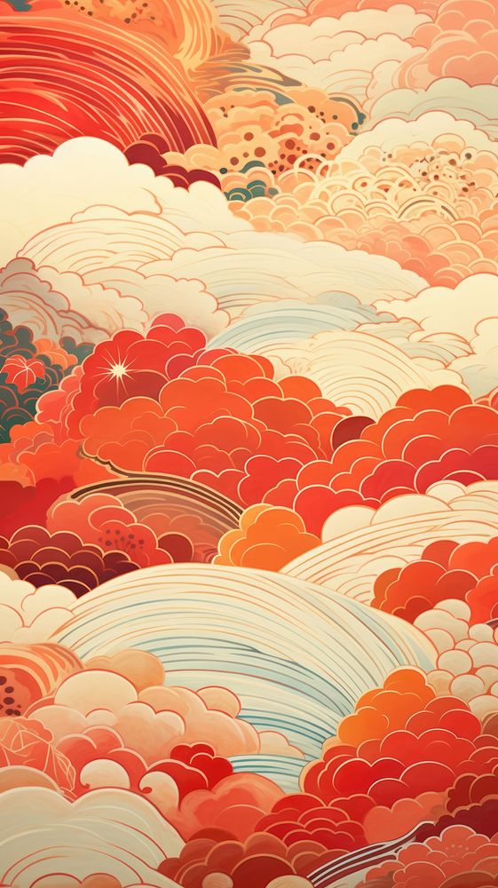  Old japanese art style abstract painting pattern. 