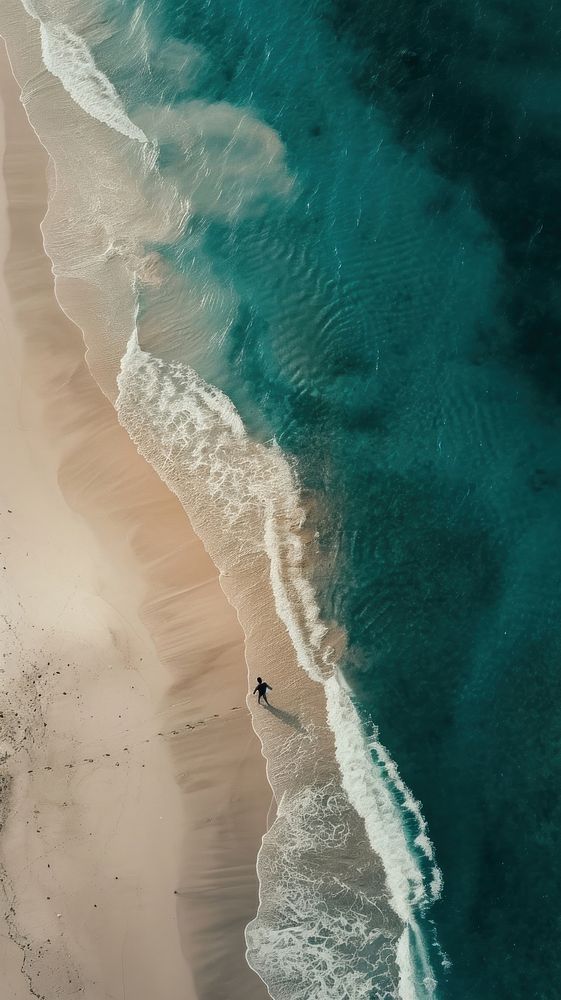 Aerial top down view of fisherman on beach after fishing landscape outdoors nature.