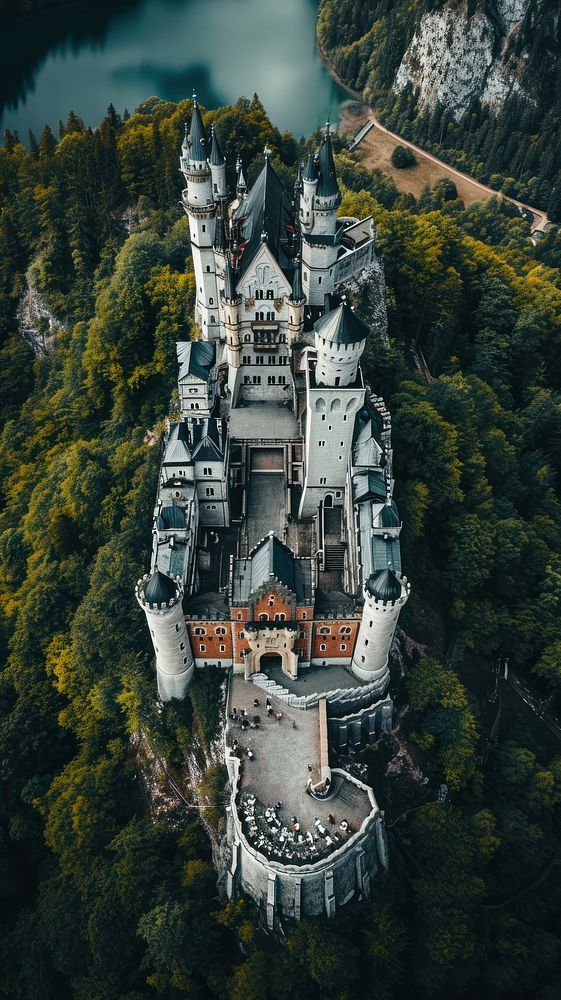 Aerial top view Neuschwanstein Castle Premium Photo rawpixel