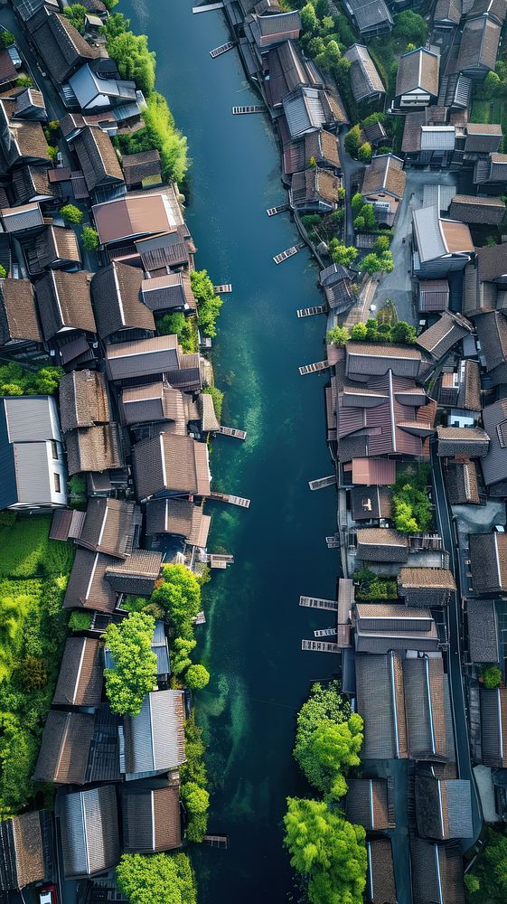 Aerial top down view of stunning Ogimachi architecture cityscape landscape.