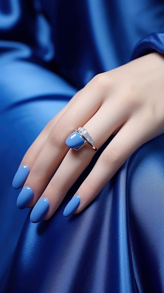  Beautiful blue nails gemstone jewelry diamond. AI generated Image by rawpixel.