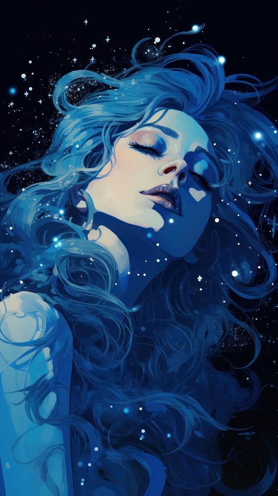  Beautiful stardust in blue drawing adult creativity. AI generated Image by rawpixel.