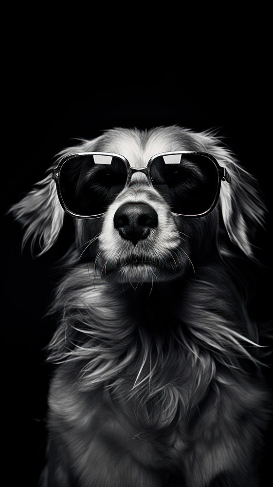 A dog wearing sun glasses photography sunglasses portrait.