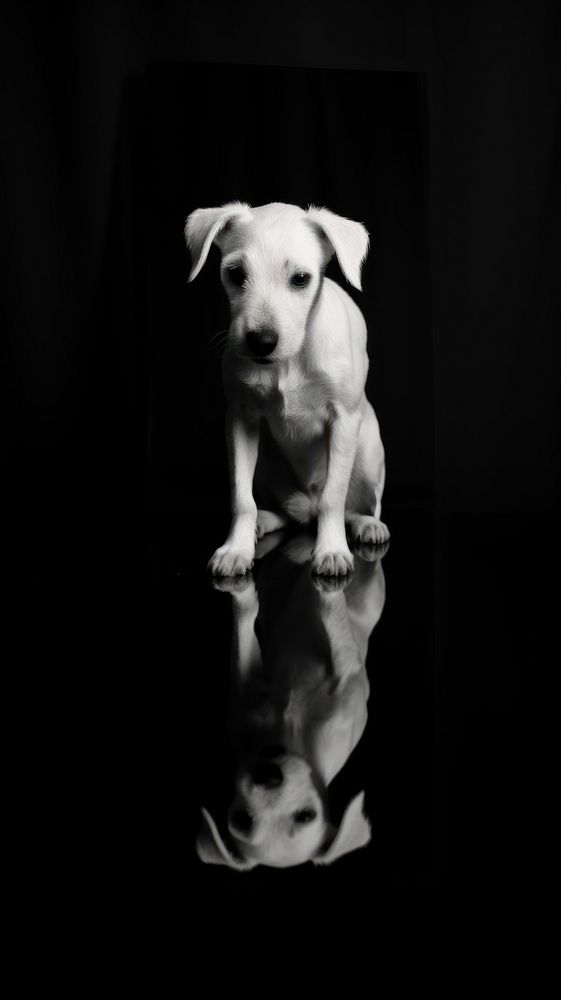 A dog on a mirror mammal animal puppy.