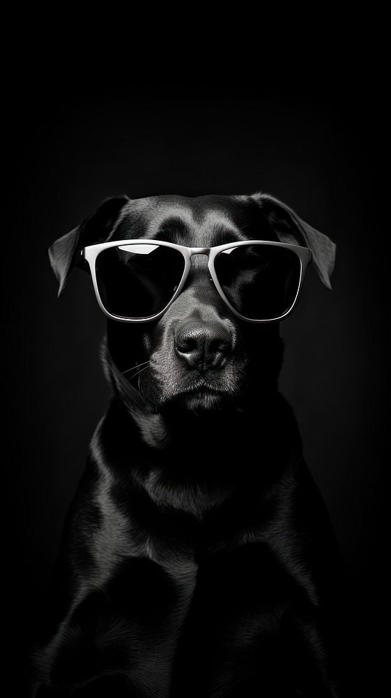 A dog wearing sun glasses black photography sunglasses.