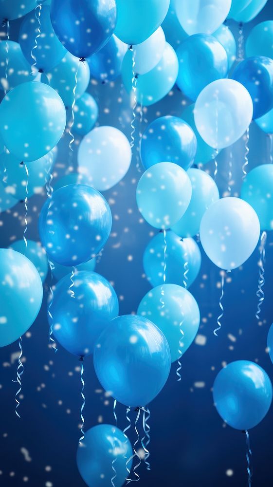  Blue balloons in party illuminated backgrounds celebration. AI generated Image by rawpixel.