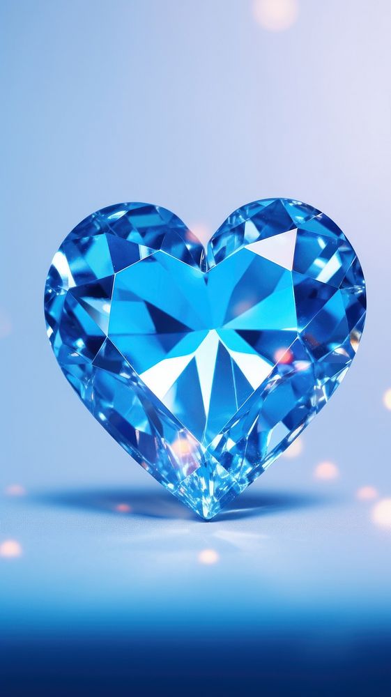  Blue crystal heart gemstone jewelry diamond. AI generated Image by rawpixel.