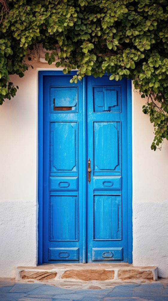  Blue door wood architecture protection. AI generated Image by rawpixel.