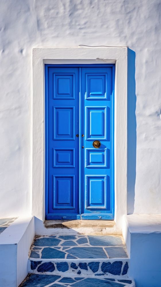  Blue door architecture protection flagstone. AI generated Image by rawpixel.