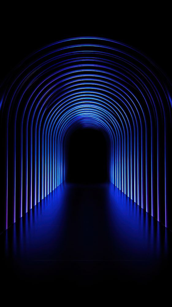  Blue tunnel lighting neon black background. AI generated Image by rawpixel.