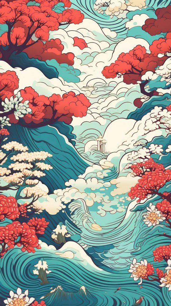  Abstract japanese art pattern tranquility backgrounds. AI generated Image by rawpixel.