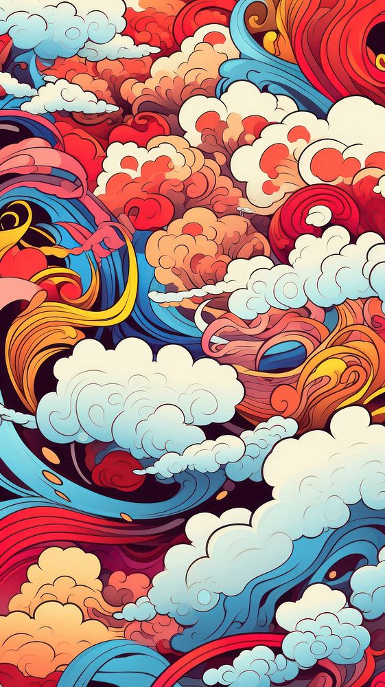  Abstract japanese art cartoon pattern backgrounds. AI generated Image by rawpixel.