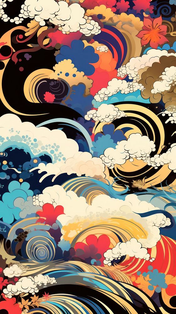  Abstract japanese art painting pattern backgrounds. AI generated Image by rawpixel.