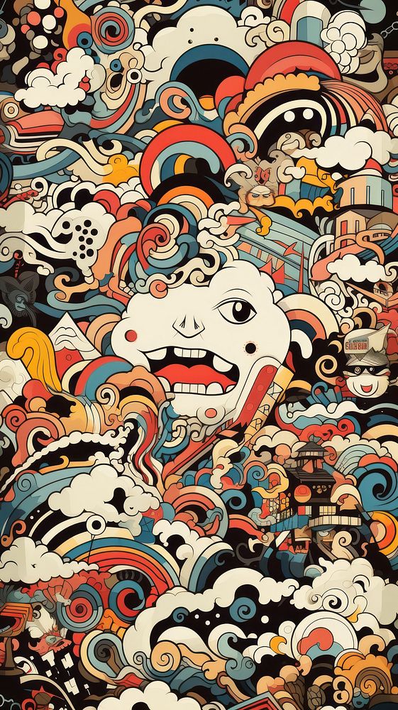 Abstract japanese art cartoon pattern representation. AI generated Image by rawpixel.