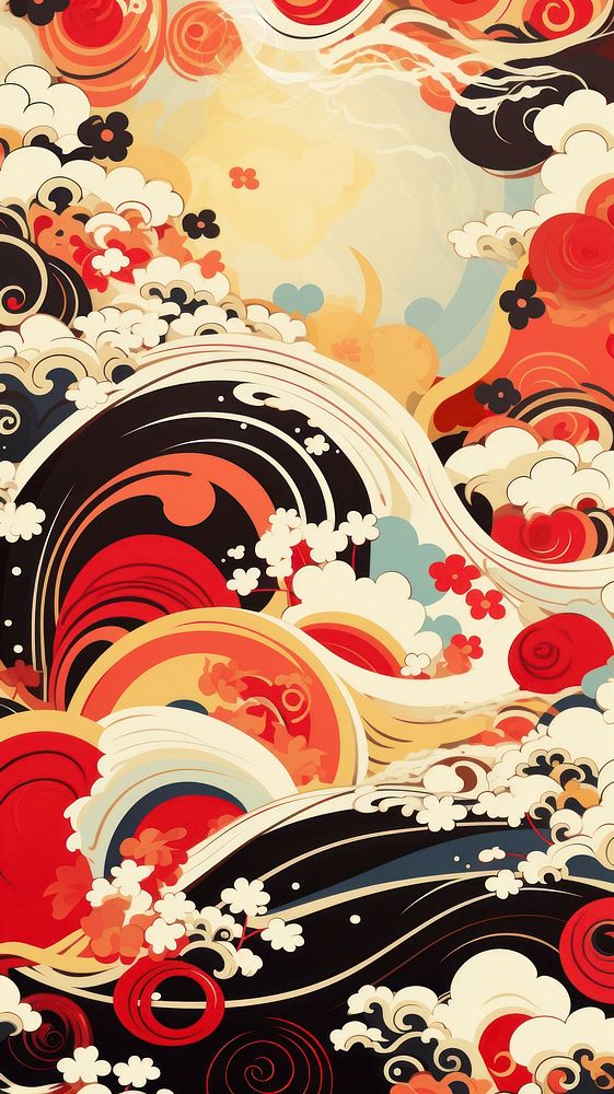  Abstract japanese art wallpaper pattern backgrounds. AI generated Image by rawpixel.