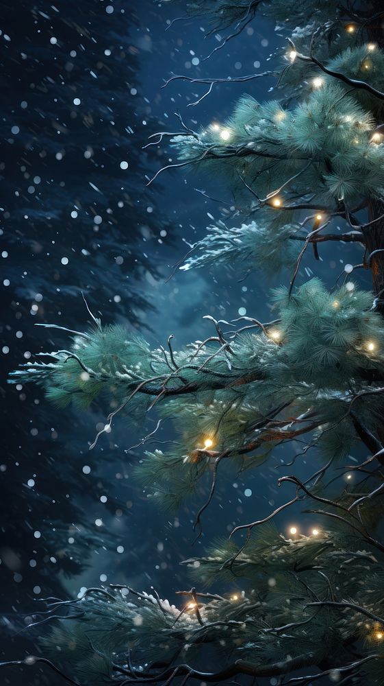  Christmas tree branches christmas backgrounds outdoors. AI generated Image by rawpixel.