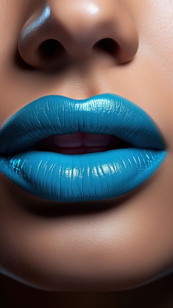  Close up of blue woman lips perfection cosmetics lipstick. AI generated Image by rawpixel.