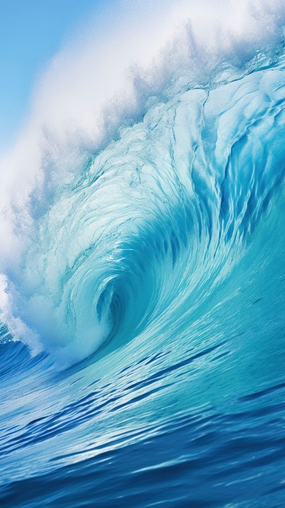 Crazy blue waves ocean outdoors nature sea. AI generated Image by rawpixel.