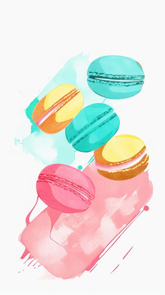 Cute macaron illustration macarons food confectionery.