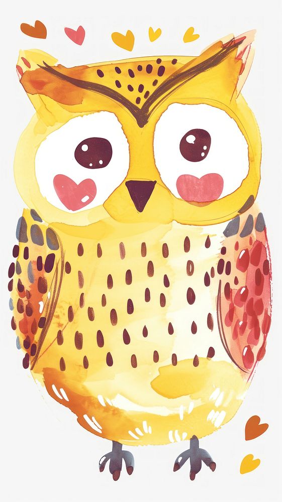 Cute owl illustration painting drawing animal.