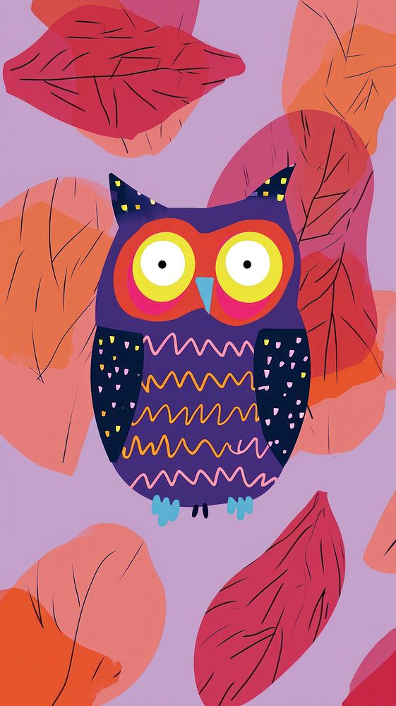 Cute owl illustration pattern bird art.