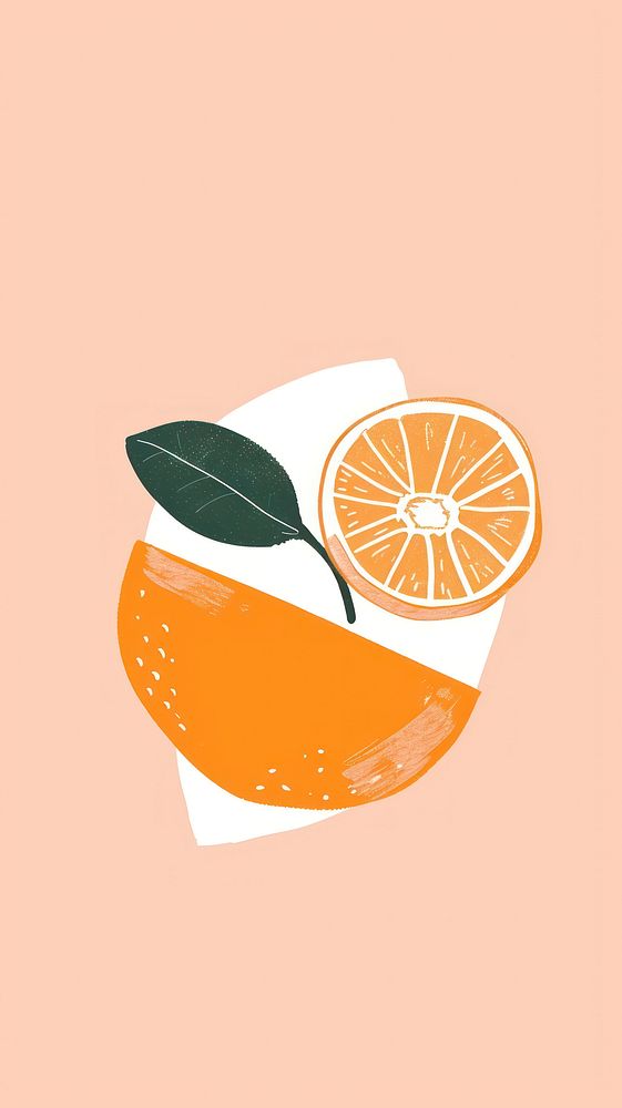 Cute orange illustration grapefruit plant food.