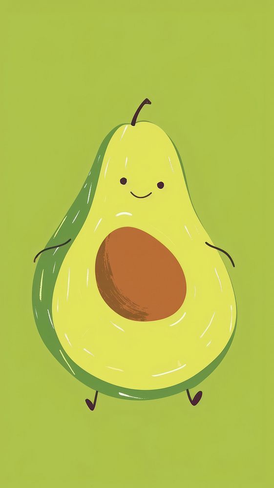 Cute avocado illustration pear food cartoon.