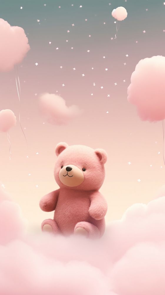 Cute bear dreamy wallpaper cartoon toy representation.