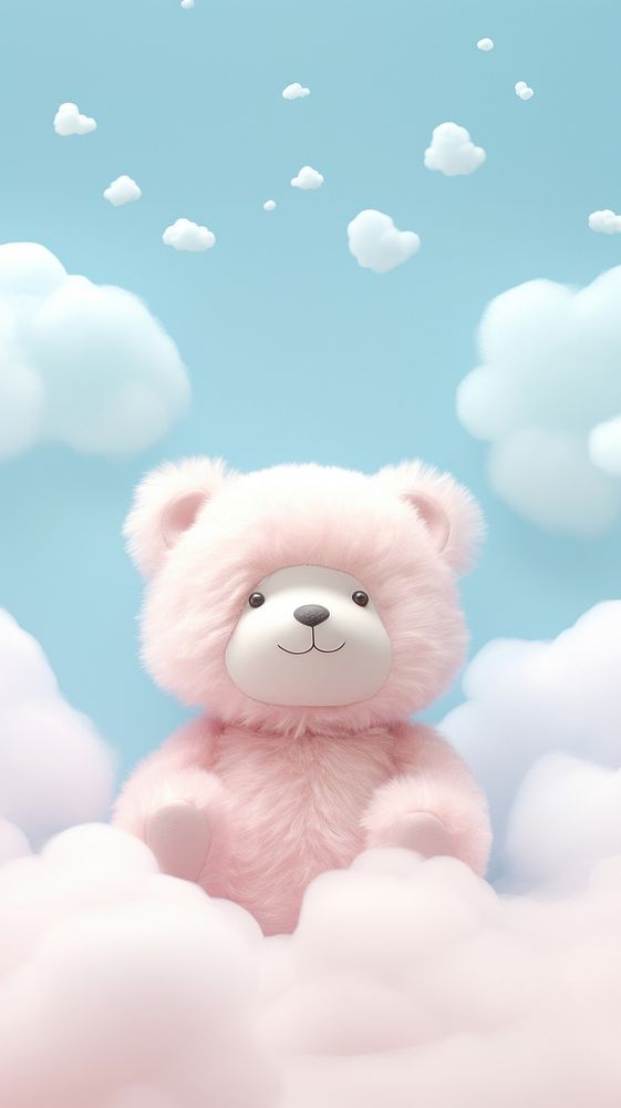 Cute bear dreamy wallpaper cartoon toy representation.
