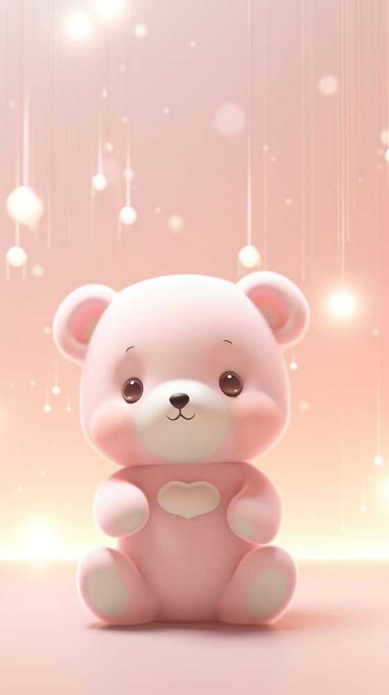 Cute bear dreamy wallpaper cartoon mammal toy.