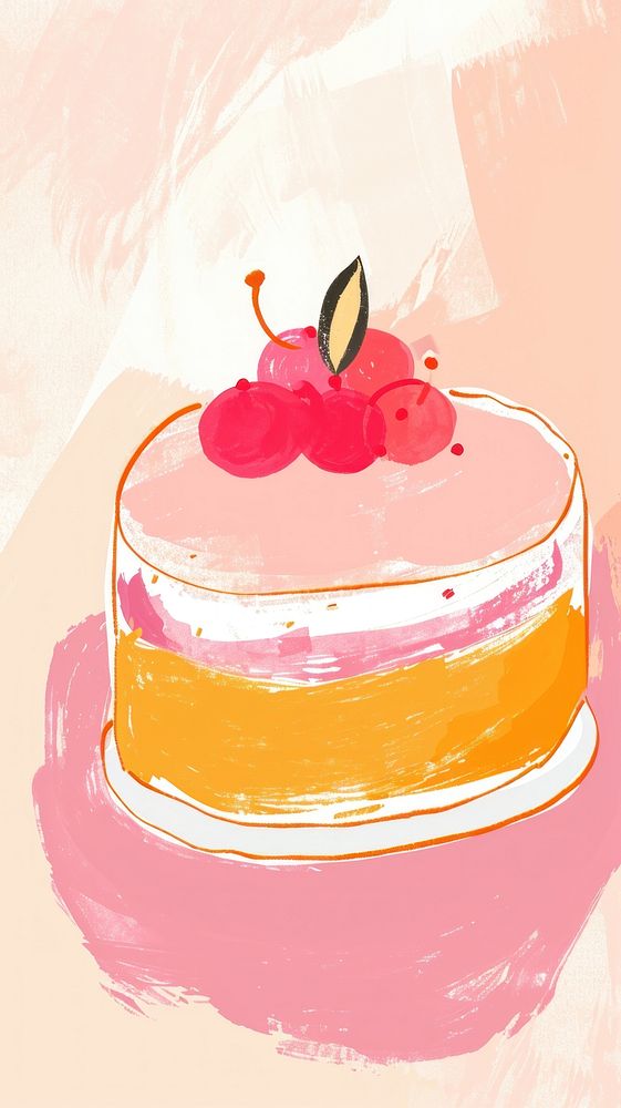 Cute cake illustration dessert cream food.