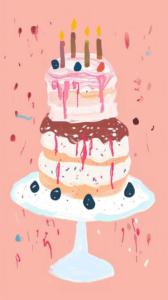 Cute cake illustration dessert food anniversary.