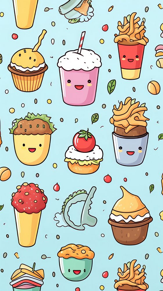 Cute Cartoon food backgrounds dessert.
