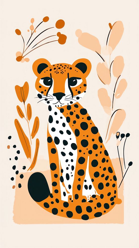Cute cheetah illustration wildlife leopard pattern.