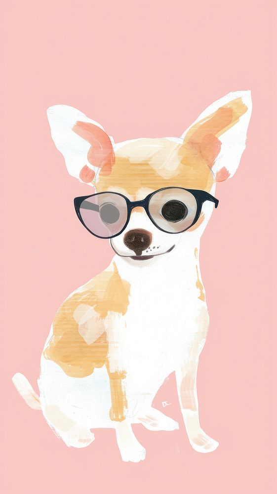 Cute chihuahua illustration sunglasses mammal animal.